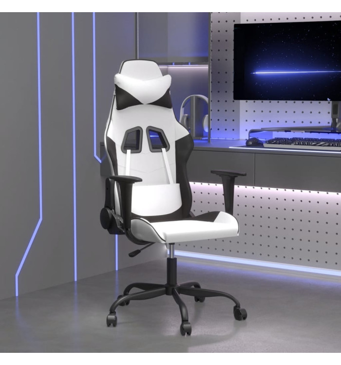 Chaise de jeu de massage Blanc et noir Similicuir | Mobilier & Déco