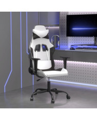 Chaise de jeu de massage Blanc et noir Similicuir | Mobilier & Déco