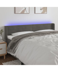Tête de lit à LED Gris foncé 163x16x78/88 cm Velours | Mobilier & Déco