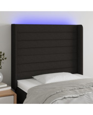 Tête de lit à LED Noir 93x16x118/128 cm Tissu | Mobilier & Déco