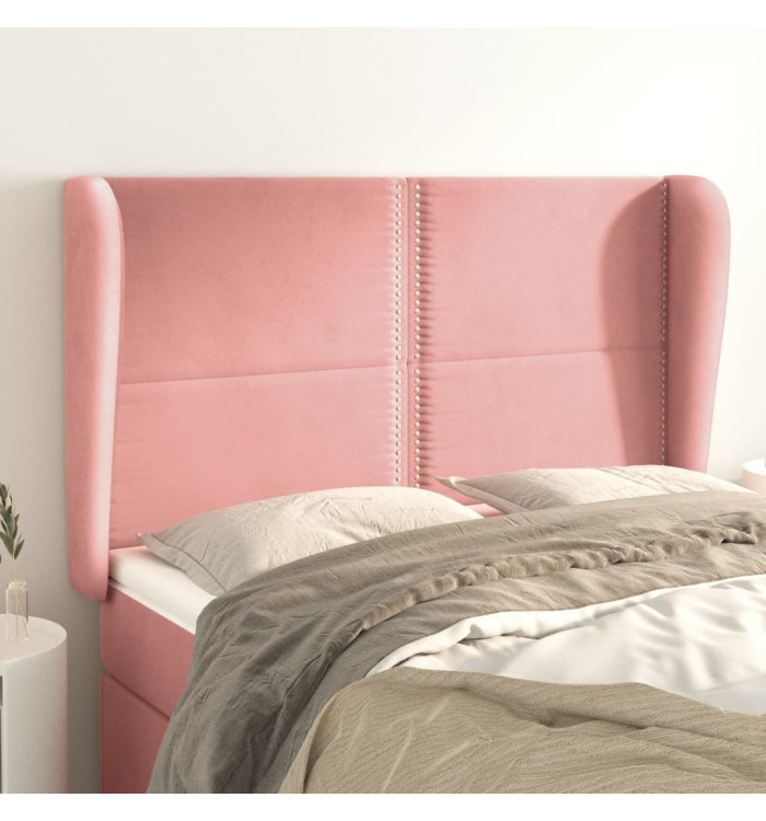 Tête de lit avec oreilles Rose 147x23x118/128 cm Velours | Mobilier & Déco