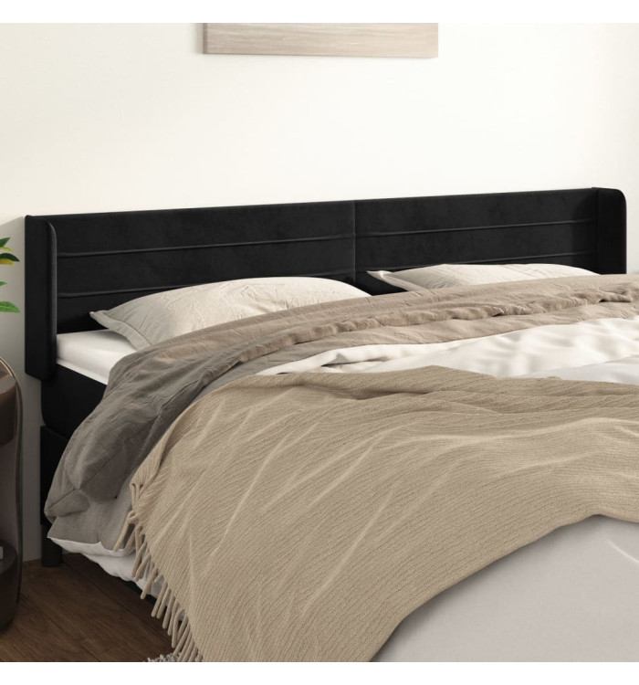 Tête de lit avec oreilles Noir 163x16x78/88 cm Velours | Mobilier & Déco