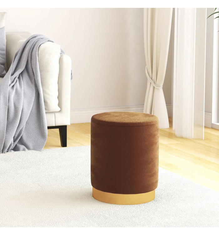 Tabouret de rangement rond Marron Velours | Mobilier & Déco
