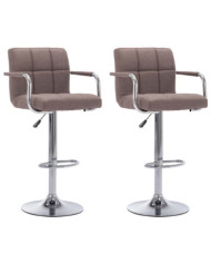 Chaises de bar lot de 2 taupe tissu | Mobilier & Déco