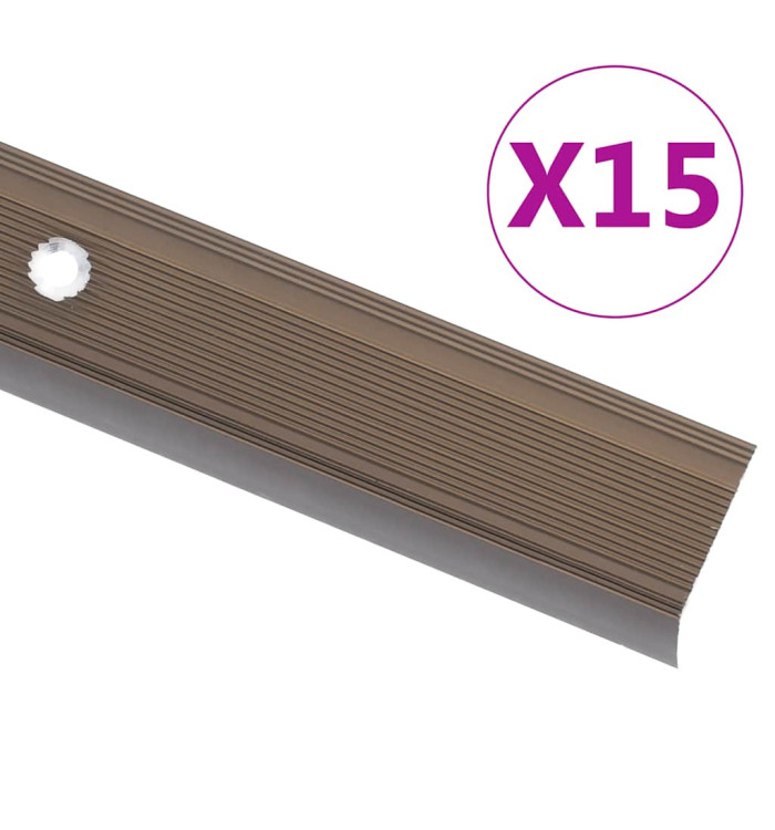 Nez de marche forme en L 15 pcs aluminium 100 cm marron | Mobilier & Déco