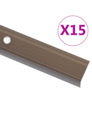 Nez de marche forme en L 15 pcs aluminium 100 cm marron | Mobilier & Déco