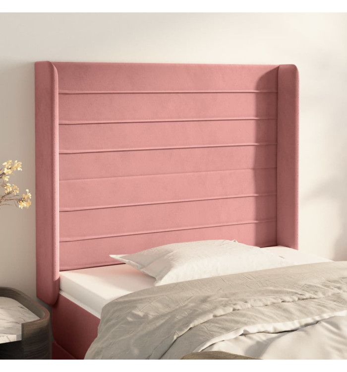 Tête de lit avec oreilles Rose 93x16x118/128 cm Velours | Mobilier & Déco
