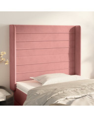 Tête de lit avec oreilles Rose 93x16x118/128 cm Velours | Mobilier & Déco