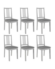 Chaises à manger avec coussins lot de 6 gris bois solide | Mobilier & Déco