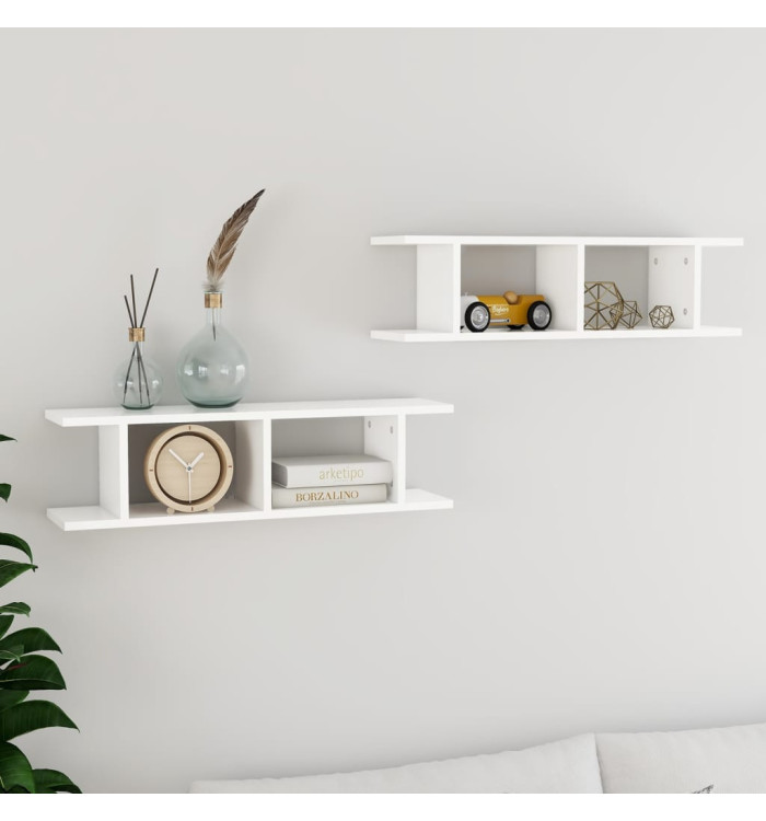Étagères murales 2 pcs Blanc 75x18x20 cm bois d'ingénierie | Mobilier & Déco