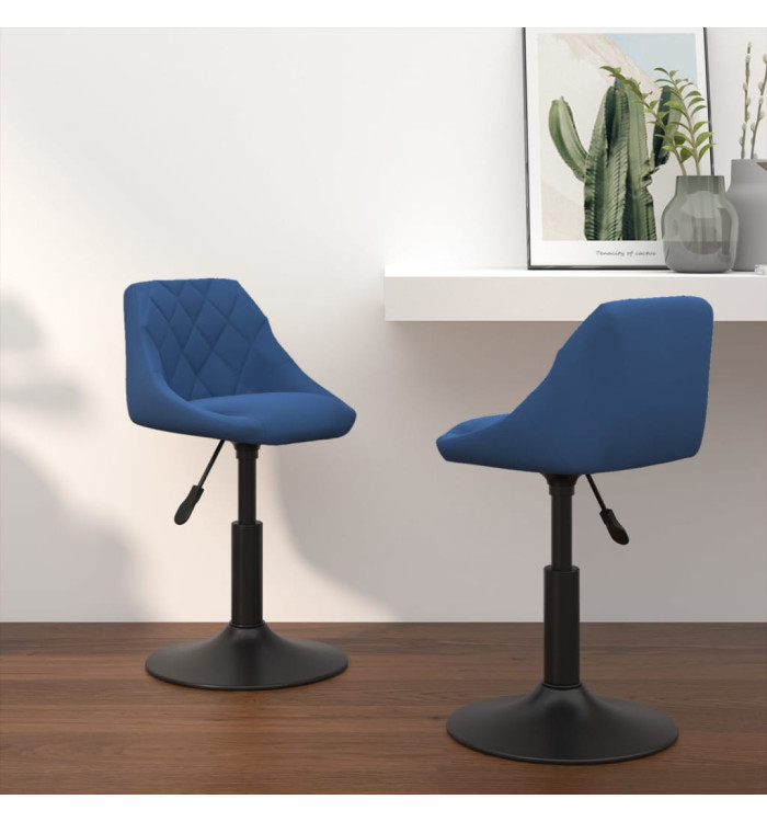 Chaises pivotantes à manger lot de 2 bleu velours | Mobilier & Déco