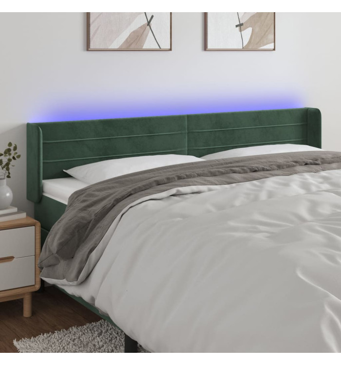 Tête de lit à LED Vert foncé 163x16x78/88 cm Velours | Mobilier & Déco