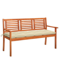 Banc de jardin 3 places avec coussin 150 cm Bois d'eucalyptus | Mobilier & Déco