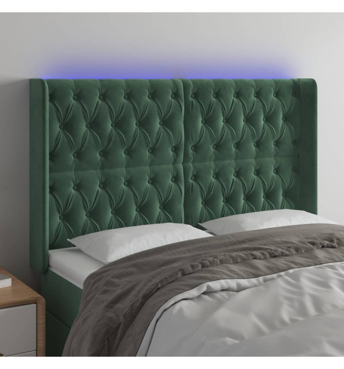 Tête de lit à LED Vert foncé 147x16x118/128 cm Velours | Mobilier & Déco