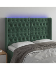 Tête de lit à LED Vert foncé 147x16x118/128 cm Velours | Mobilier & Déco