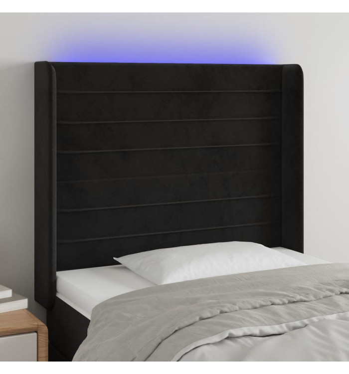 Tête de lit à LED Noir 83x16x118/128 cm Velours | Mobilier & Déco
