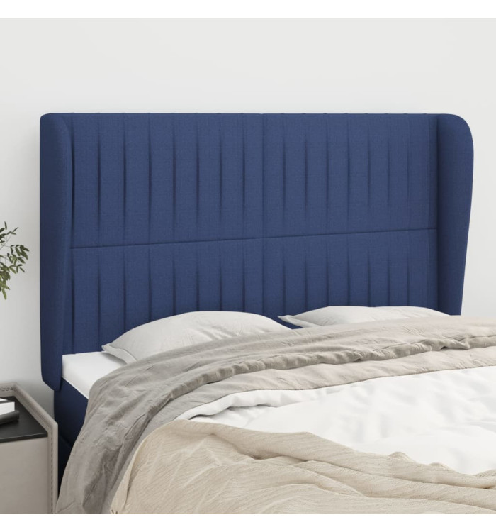 Tête de lit avec oreilles Bleu 147x23x118/128 cm Tissu | Mobilier & Déco