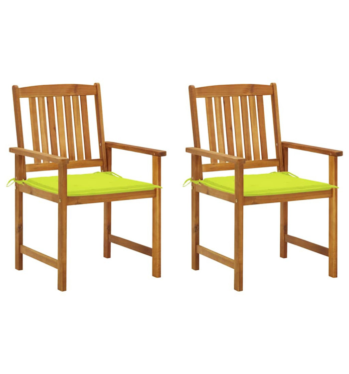 Chaises de jardin avec coussins lot de 2 Bois d'acacia massif | Mobilier & Déco