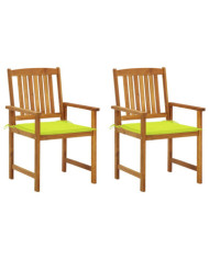 Chaises de jardin avec coussins lot de 2 Bois d'acacia massif | Mobilier & Déco