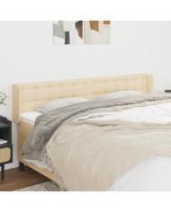 Tête de lit avec oreilles Crème 163x16x78/88 cm Tissu | Mobilier & Déco