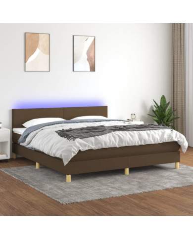 Sommier à lattes de lit matelas et LED Marron foncé 180x200 cm | Mobilier & Déco