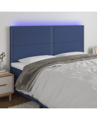 Tête de lit à LED Bleu 180x5x118/128 cm Tissu | Mobilier & Déco