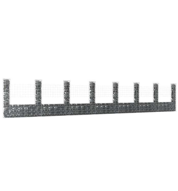 Panier de gabion en forme de U avec 8 poteaux Fer 860x20x150 cm | Mobilier & Déco
