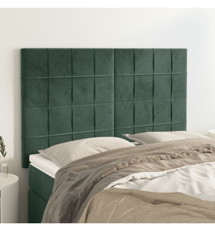 Têtes de lit 4 pcs Vert foncé 72x5x78/88 cm Velours | Mobilier & Déco