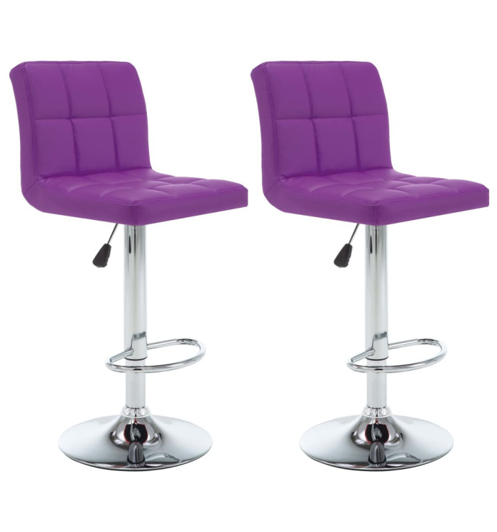 Tabourets de bar lot de 2 violet similicuir | Mobilier & Déco