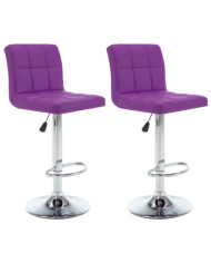 Tabourets de bar lot de 2 violet similicuir | Mobilier & Déco