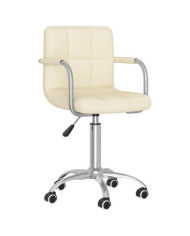 Chaise pivotante de salle à manger Crème Tissu | Mobilier & Déco