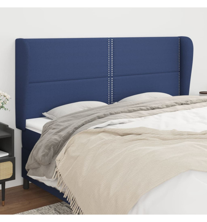 Tête de lit avec oreilles Bleu 183x23x118/128 cm Tissu | Mobilier & Déco