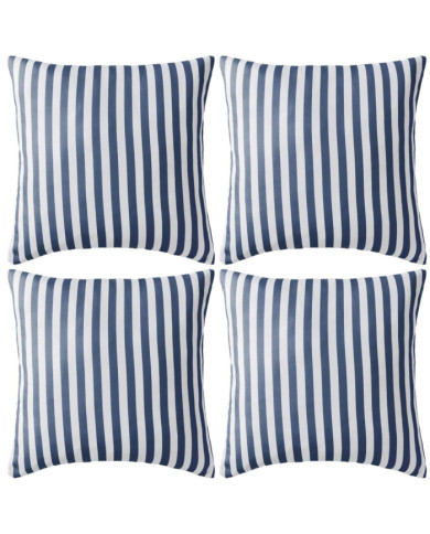 Oreiller d'extérieur lot de 4 Impression rayure 45 x 45 cm Bleu | Mobilier & Déco