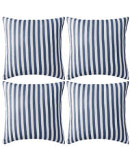 Oreiller d'extérieur lot de 4 Impression rayure 45 x 45 cm Bleu | Mobilier & Déco