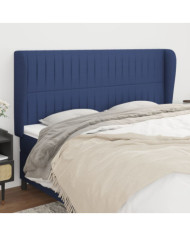 Tête de lit avec oreilles Bleu 203x23x118/128 cm Tissu | Mobilier & Déco