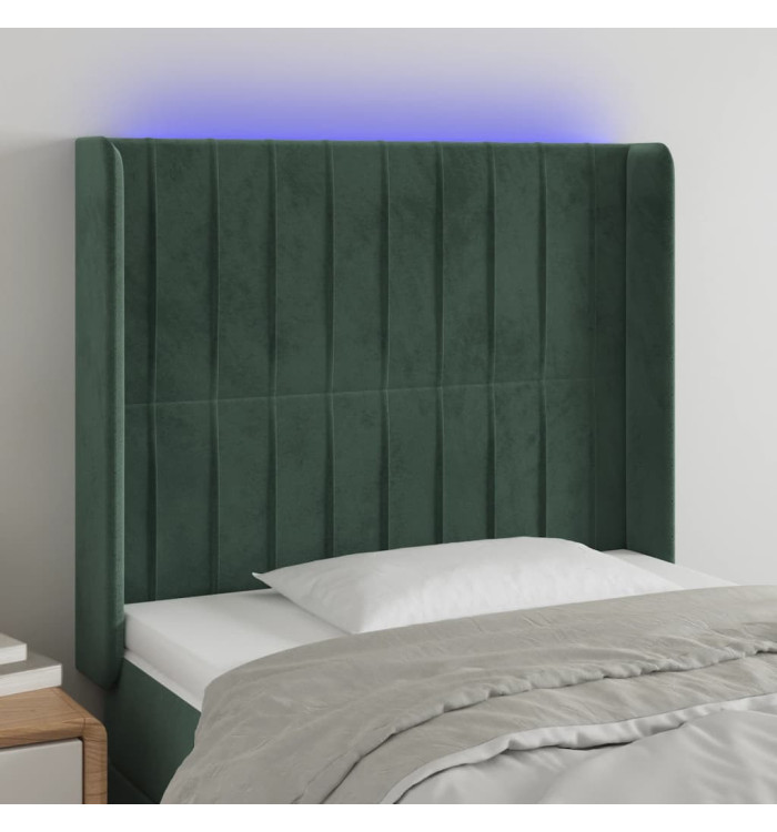Tête de lit à LED Vert foncé 93x16x118/128 cm Velours | Mobilier & Déco