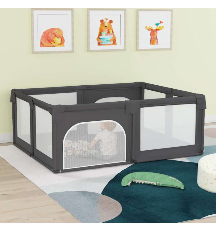 Parc pour bébé avec 2 portes Gris foncé Tissu Oxford | Mobilier & Déco