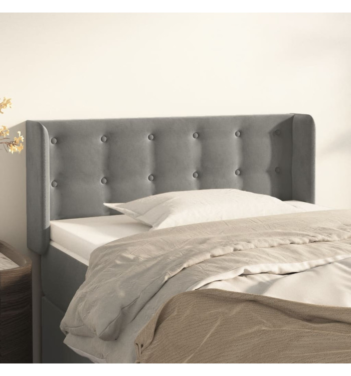 Tête de lit avec oreilles gris clair 103x16x78/88 cm velours | Mobilier & Déco