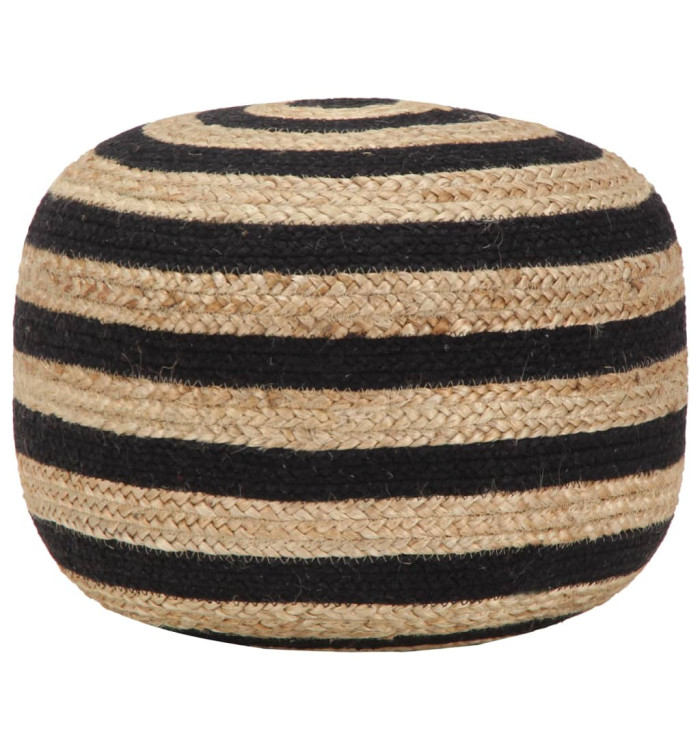 Pouf fait à la main Noir 45 x 30 cm Jute | Mobilier & Déco