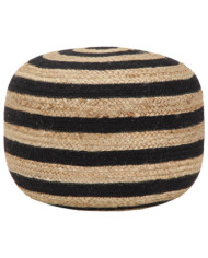 Pouf fait à la main Noir 45 x 30 cm Jute | Mobilier & Déco