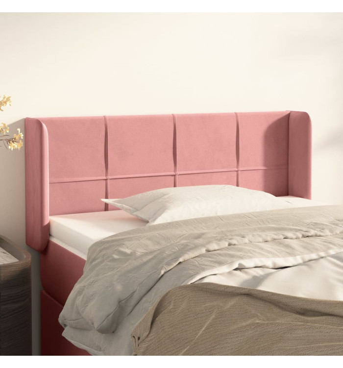 Tête de lit avec oreilles Rose 93x16x78/88 cm Velours | Mobilier & Déco