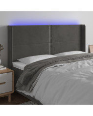 Tête de lit à LED Gris foncé 183x16x118/128 cm Velours | Mobilier & Déco