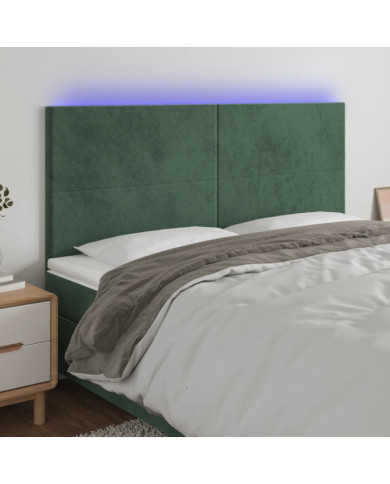Tête de lit à LED Vert foncé 160x5x118/128 cm Velours | Mobilier & Déco