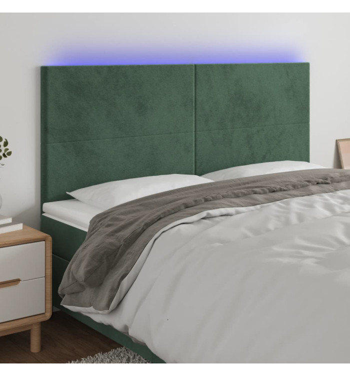 Tête de lit à LED Vert foncé 160x5x118/128 cm Velours | Mobilier & Déco