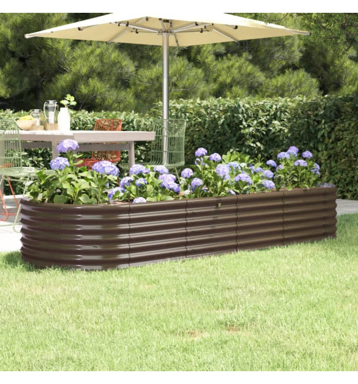 Lit surélevé de jardin Acier enduit de poudre marron | Mobilier & Déco
