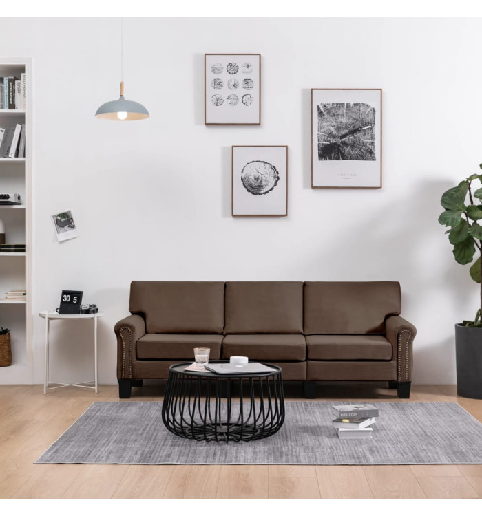 Canapé à 3 places Marron Tissu | Mobilier & Déco