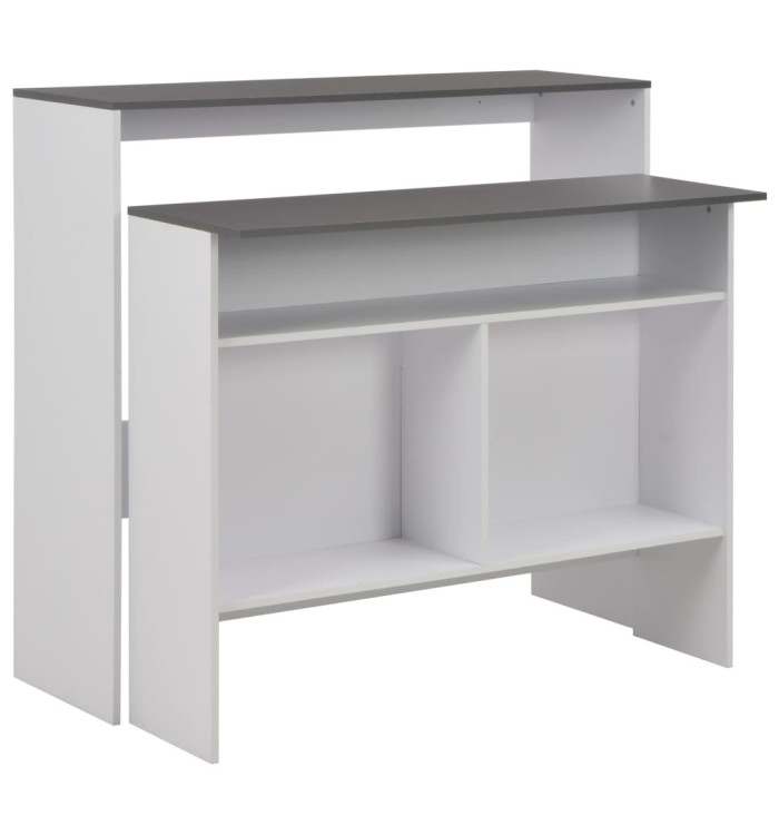 Table de bar avec 2 dessus de table Blanc et gris 130x40x120 cm | Mobilier & Déco