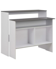Table de bar avec 2 dessus de table Blanc et gris 130x40x120 cm | Mobilier & Déco