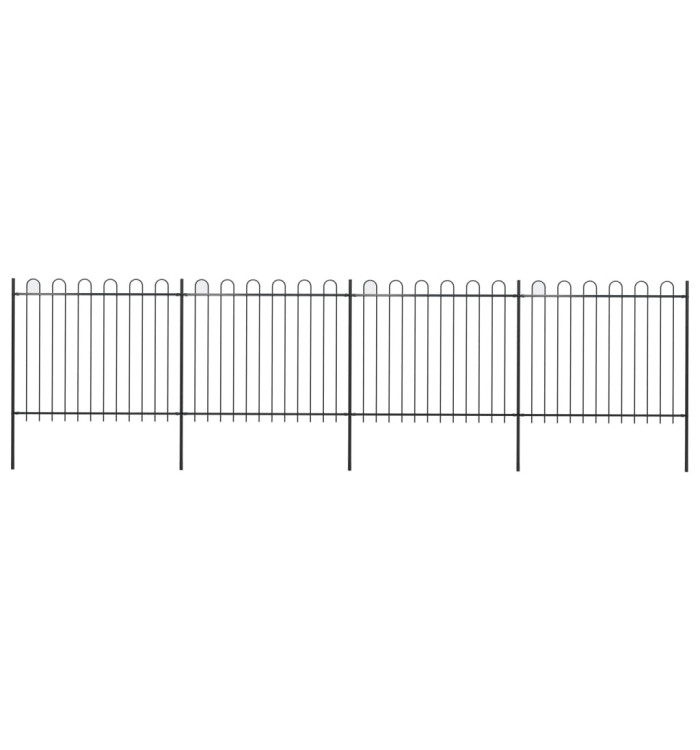 Clôture de jardin avec dessus en cerceau Acier 6,8 x 1,5 m Noir | Mobilier & Déco
