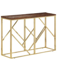 Table console doré acier inoxydable et bois de mélèze massif | Mobilier & Déco